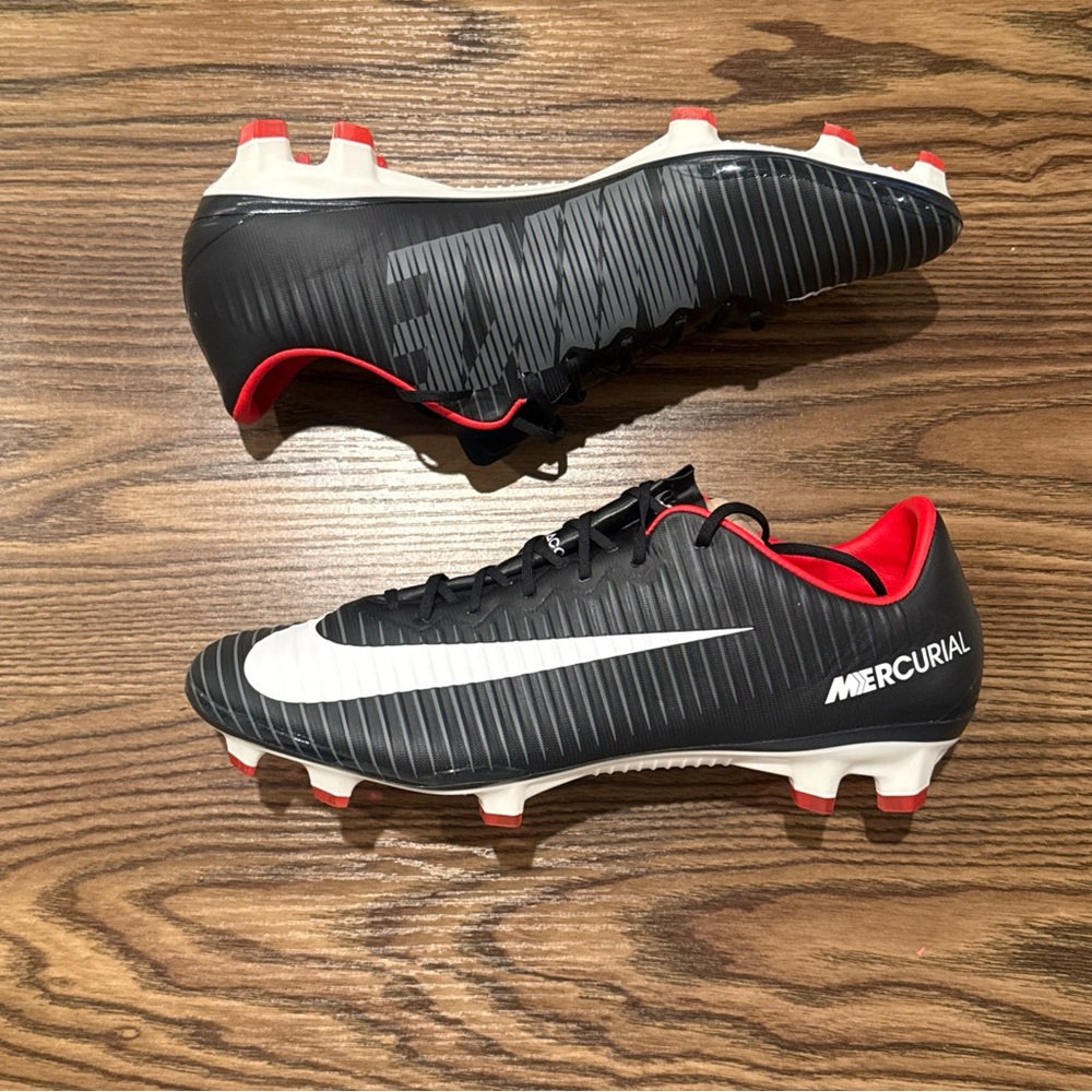 Men’s Size 8 Nike Mercurial Vapor XI ACC FG Soccer Black Red 831958-002